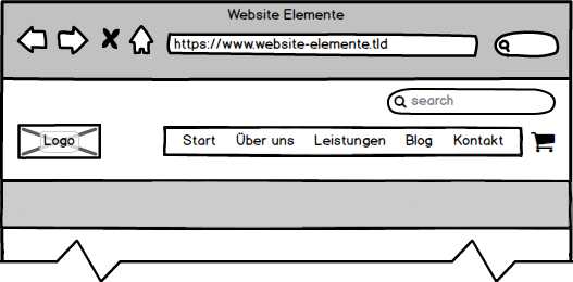 Wireframe mit den Website-Elementen, die immer sichtbar sein sollten