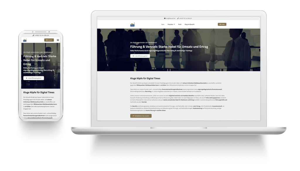 Mockup der 2benefit GmbH Website