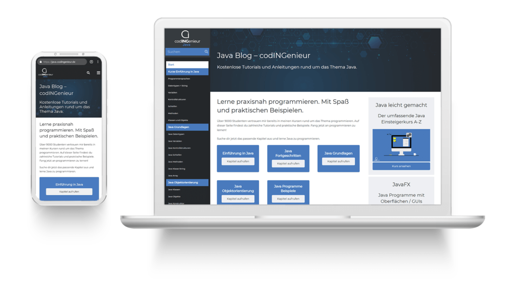 Mockup des Java Blogs von Christian Gesty