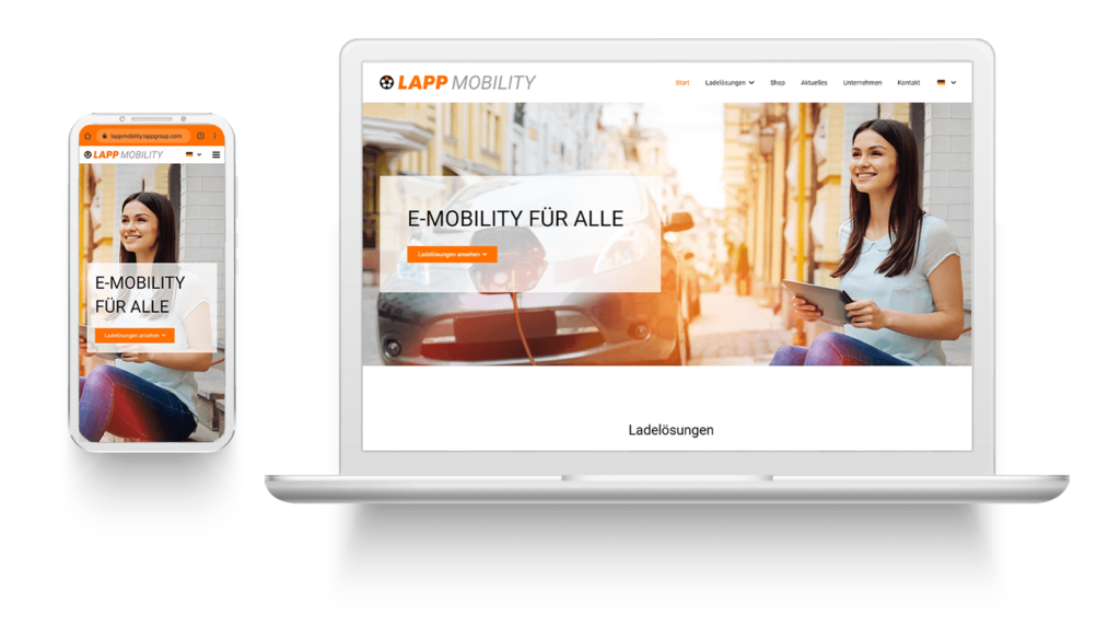 Mockup der Website der Lapp Mobility GmbH